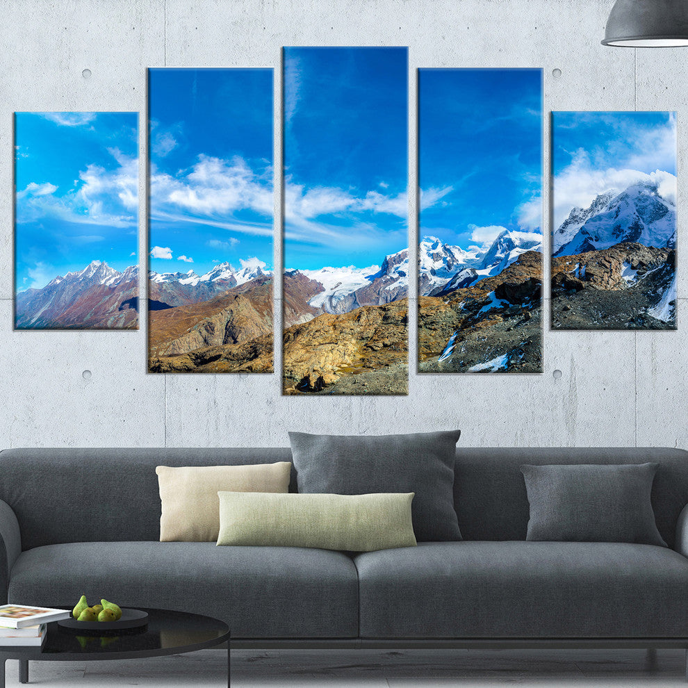 "Alps Mountains in Switzerland" Landscape Wall Art, 5 Panels, 60"x32"
