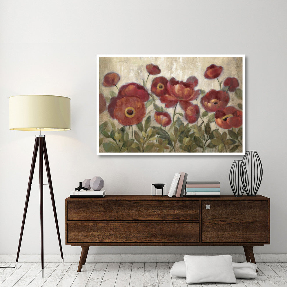 "Daydreaming Flowers Red" Digital Paper Print by Silvia Vassileva, 62"x42"
