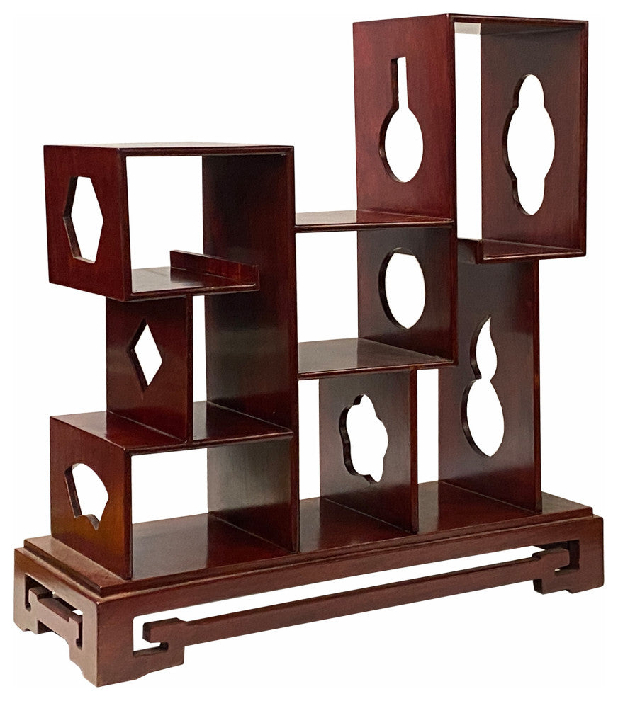 Chinese Brown Mahogany Rectangular Small Curio Display Stand Hws1752