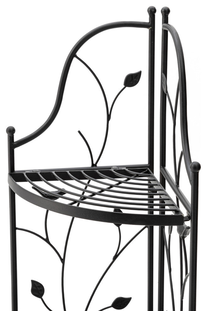 52"H 4-Tiered Metal Corner Shelf Plant Stand, Black