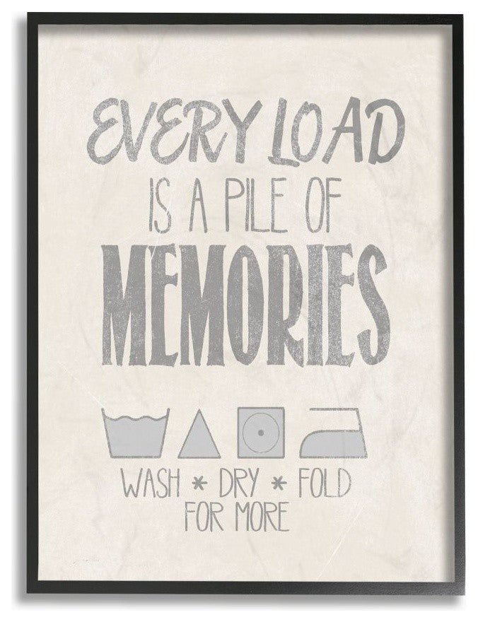 Soft Gray Textured Every Load Is A Pile of Memories, Framed, 24"x30"
