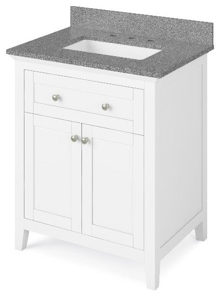 Chatham Traditional 30" White Single Sink Vanity, Steel Grey Cultured Marble Van