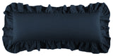 Washed Linen Ruffled Lumbar Pillow, 14" x 36", Navy, 1PC