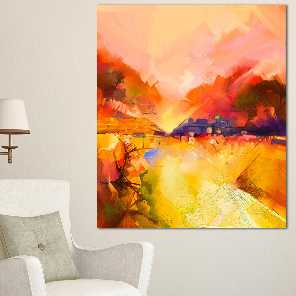 Colorful Yellow Red Floral Background, Large Floral Canvas Art Print, 30"x40"