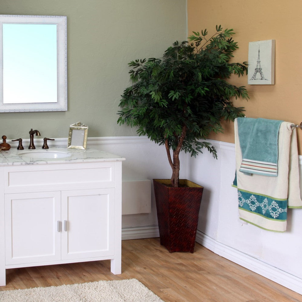36" Single Sink Vanity-Wood-White