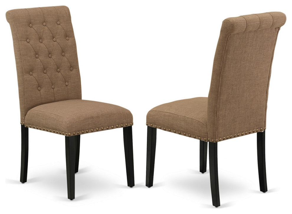 Bremond Parson Chair With Black Leg And Linen Fabric Light Sable - Set Of 2