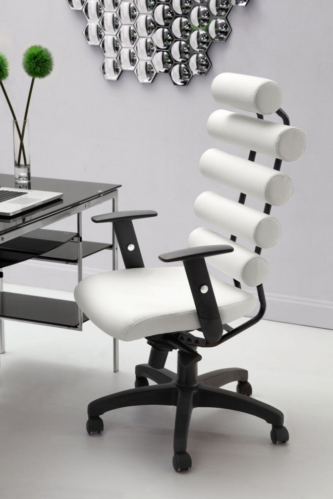 Computer Chair, Faux Vinyl Leather, Steel, White, Black, Home Business Office