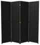 6' Tall Woven Fiber Room Divider, 4 Panel, Black