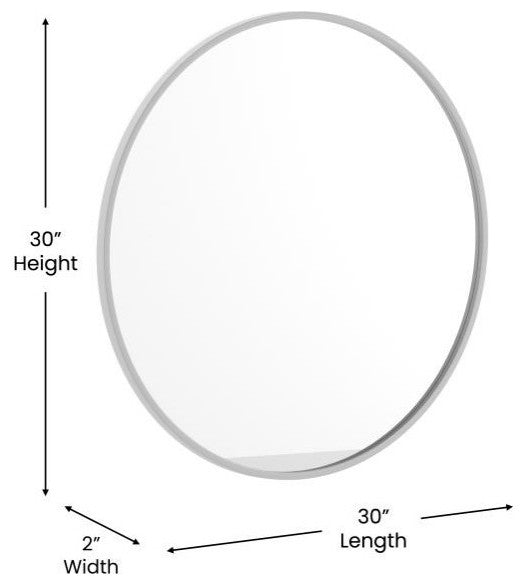 Julianne Round Metal Framed Wall Mirror, Silver, 30"