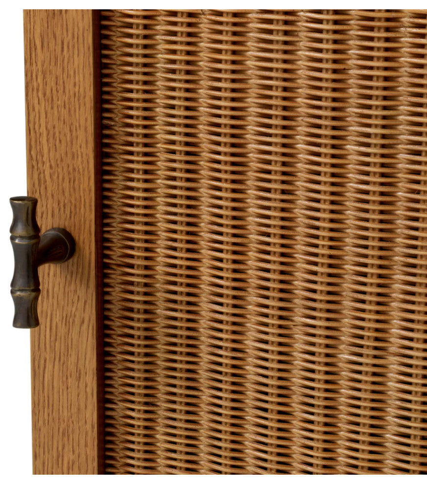 Rattan Door Wooden Desk, Eichholtz Borchard