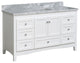 Abbey 60" Bath Vanity, Base: White, Top: Carrara Marble, Single Vanity