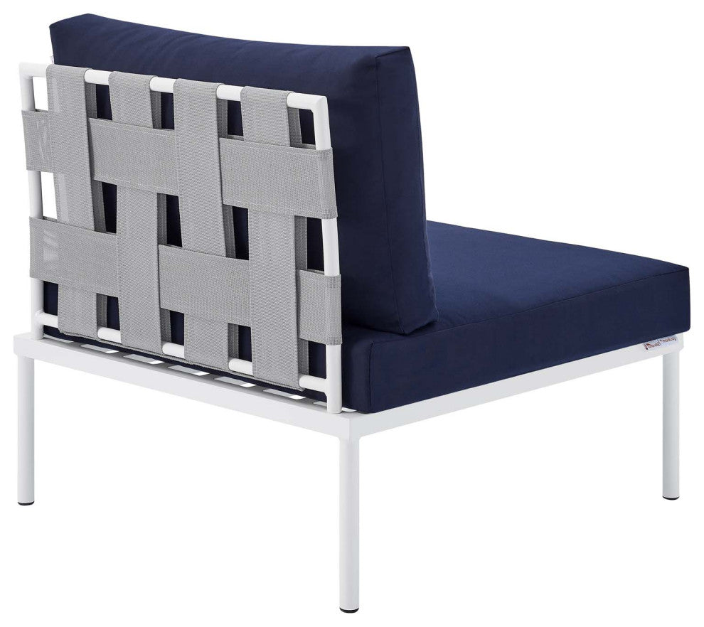 Harmony 8-Piece Sunbrella Outdoor Patio All Mesh Sectional Sofa Set, Gray Navy
