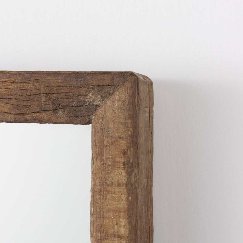 Gervaise Brown Solid Wood Frame Rectangular Wall Mirror, 12" x 7"