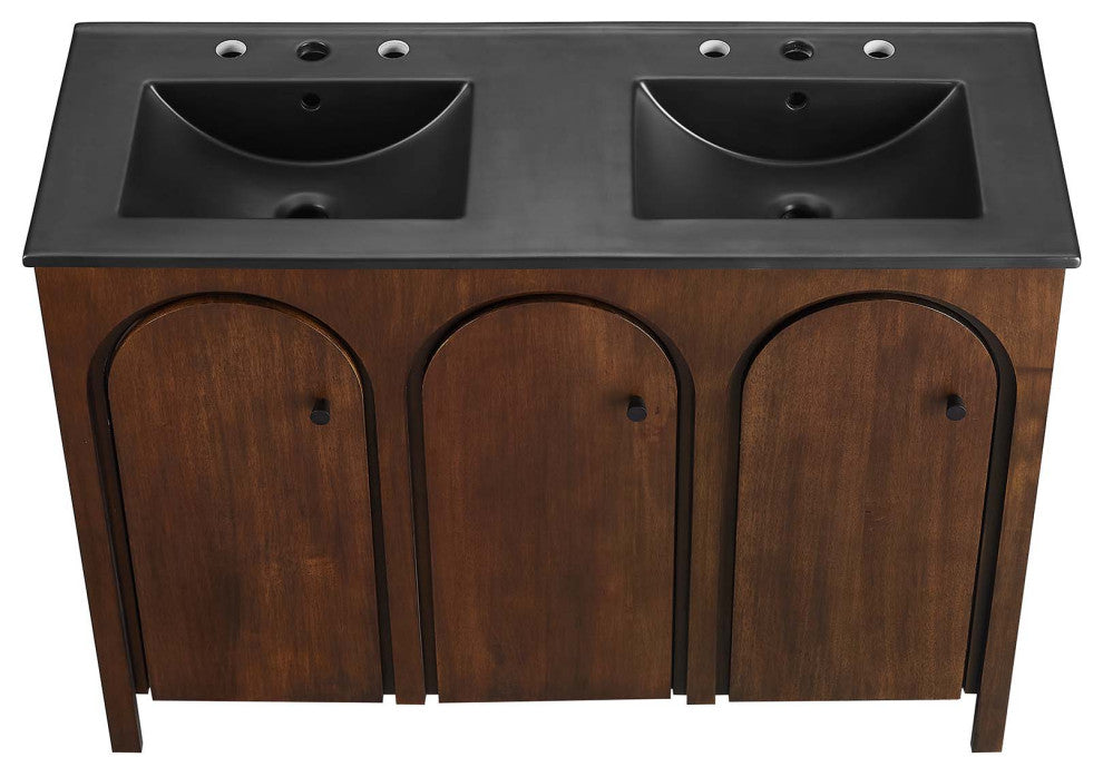 Appia 48" Double Sink Bathroom Vanity - Walnut Black