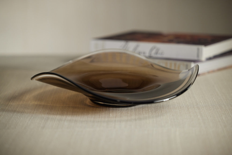 Vellerti Taupe Wave Glass Bowl, Small