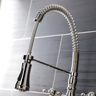 GS1276AX Two-Handle Deck-Mount Pull-Down Sprayer Kitchen Faucet, Polished Nickel