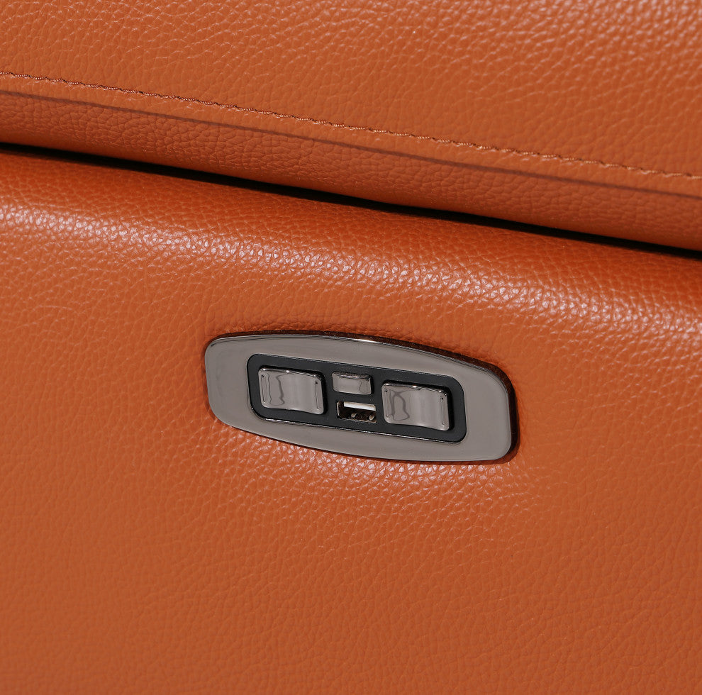 Antonio Italian Leather Power Reclining Arm Chair, Camel