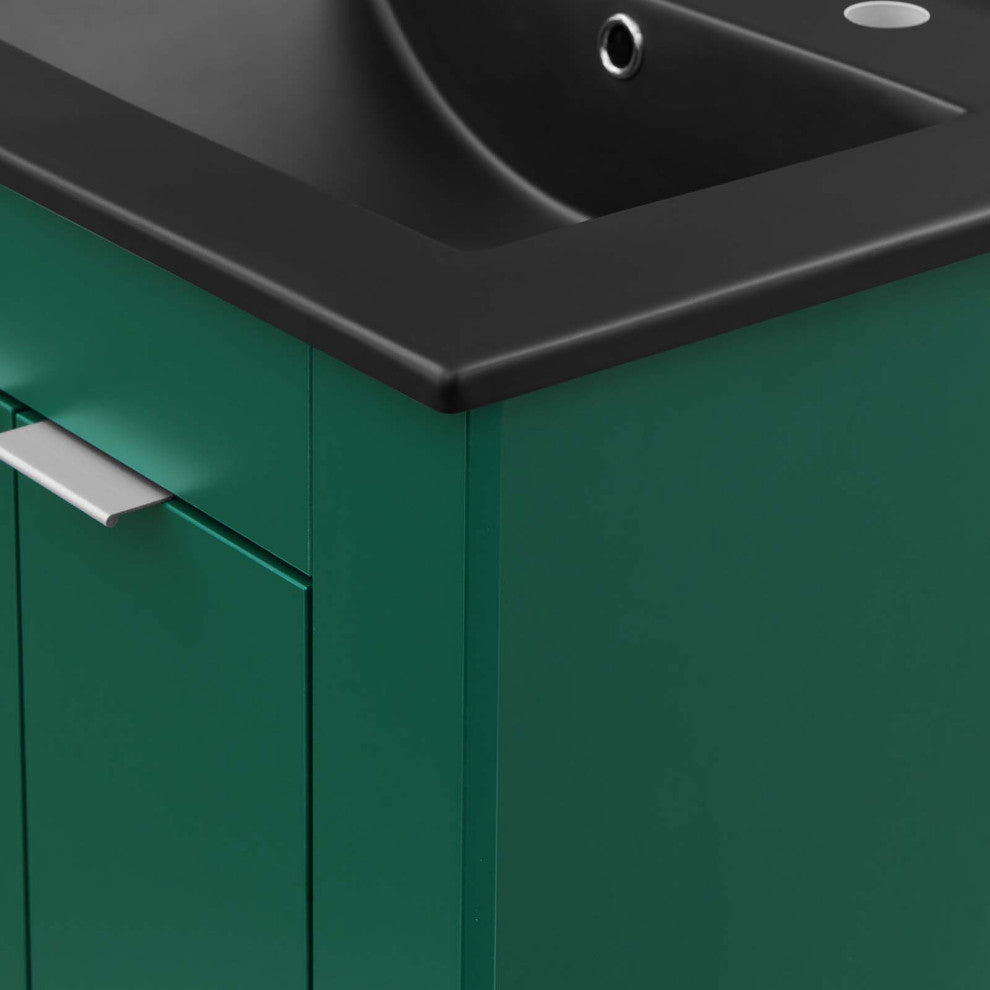 Sink Vanity Cabinet, Melamine, Green Black, Modern, Hotel Bedroom Bathroom