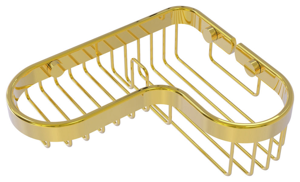 Corner Combination Shower Basket, Polished Brass