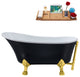 63" Streamline N353GLD-GLD Soaking Clawfoot Tub and Tray With External Drain
