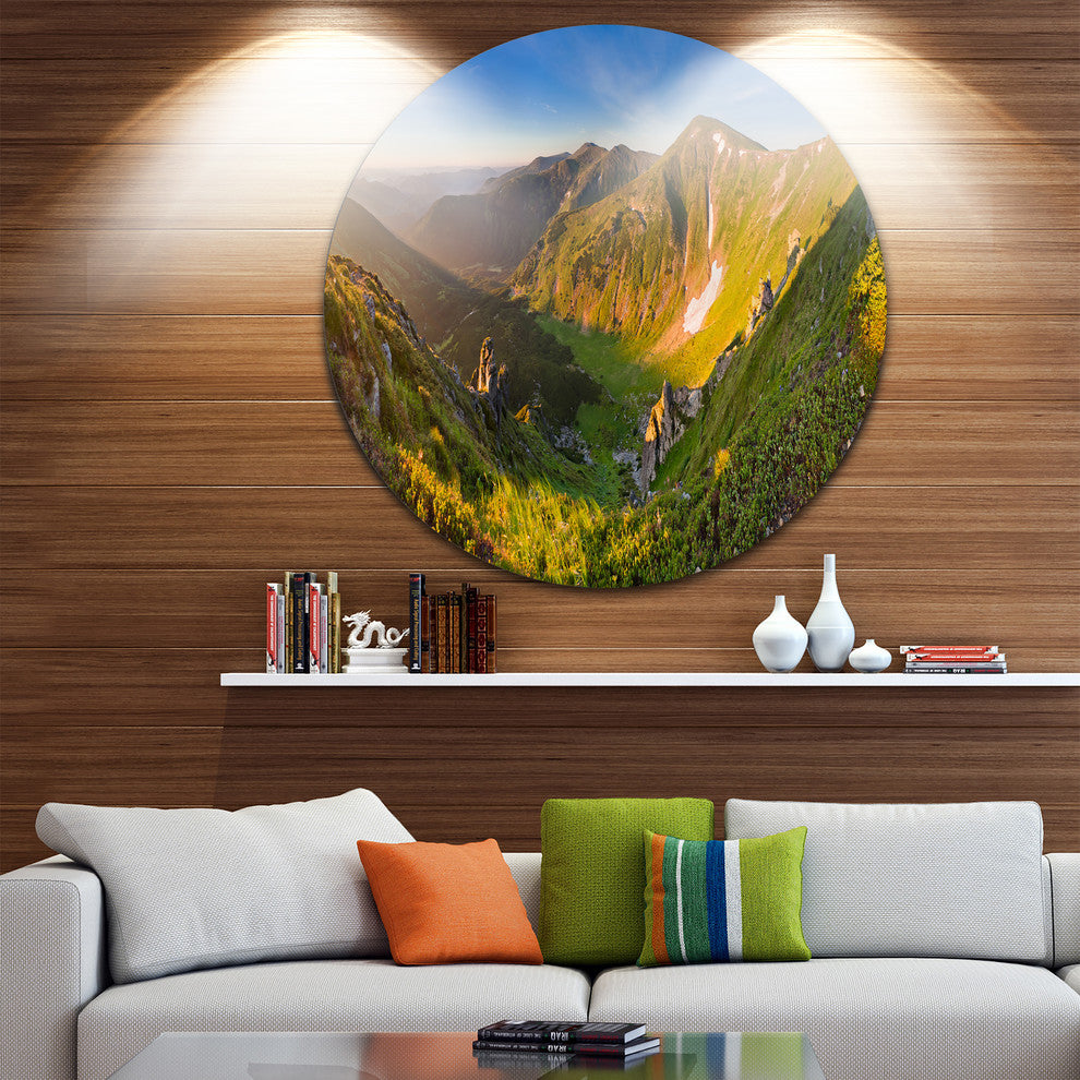 Karpaty Highrise Mountains, Landscape Photo Round Metal Wall Art, 36"
