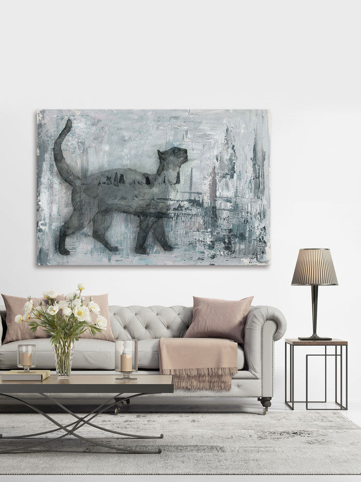 "Cat Prance" Painting Print on Wrapped Canvas, 24"x16"