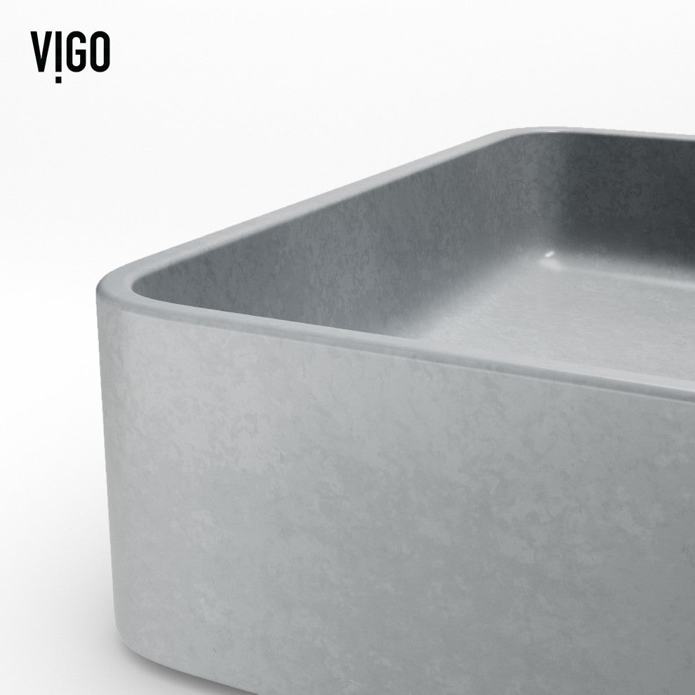 Tarragona 19"L x 14"W Concrete Vessel Sink and Ashford 11"H Faucet Set