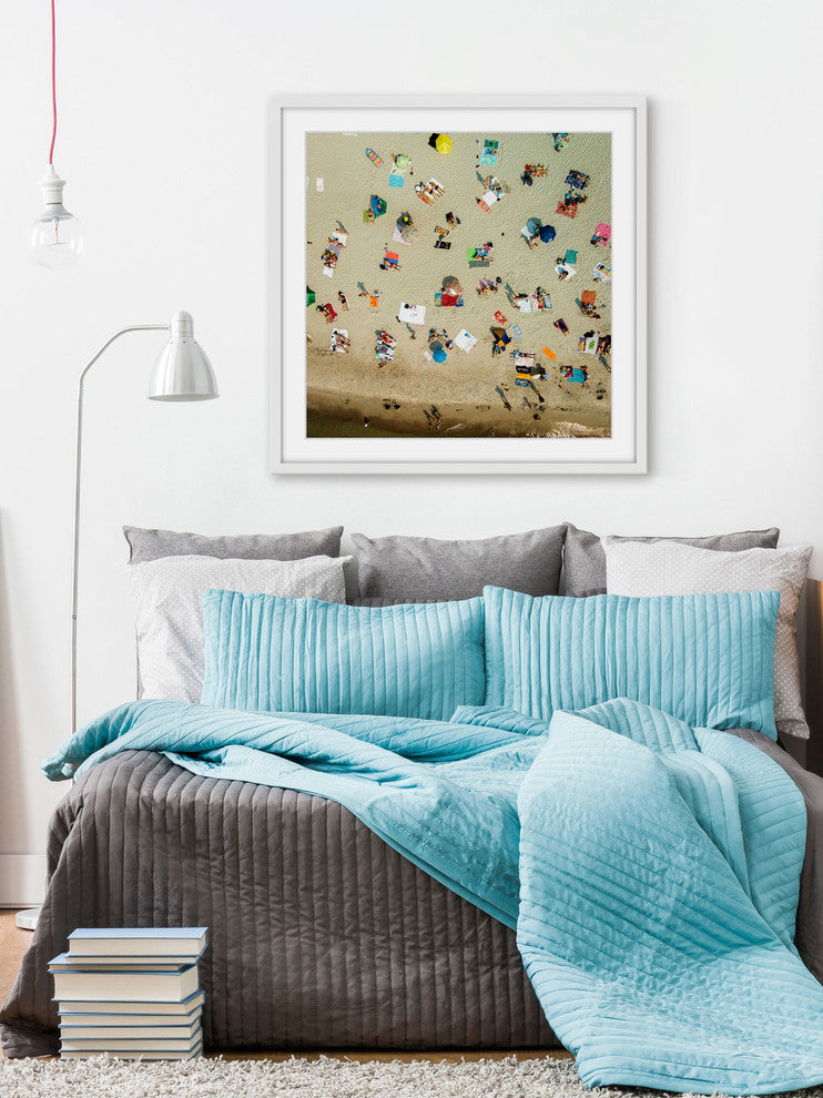 "Beach Towels" Framed Print by Karolis Janulis