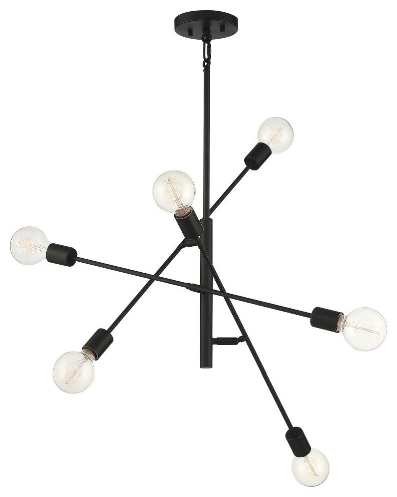 6-Light Chandelier, Matte Black