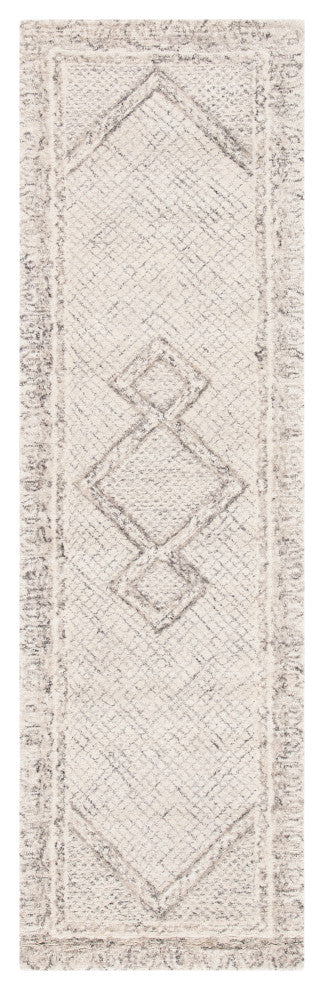 Safavieh Couture Abstract Collection, ABT345 Rug, Ivory/Grey, 2'3"x10'