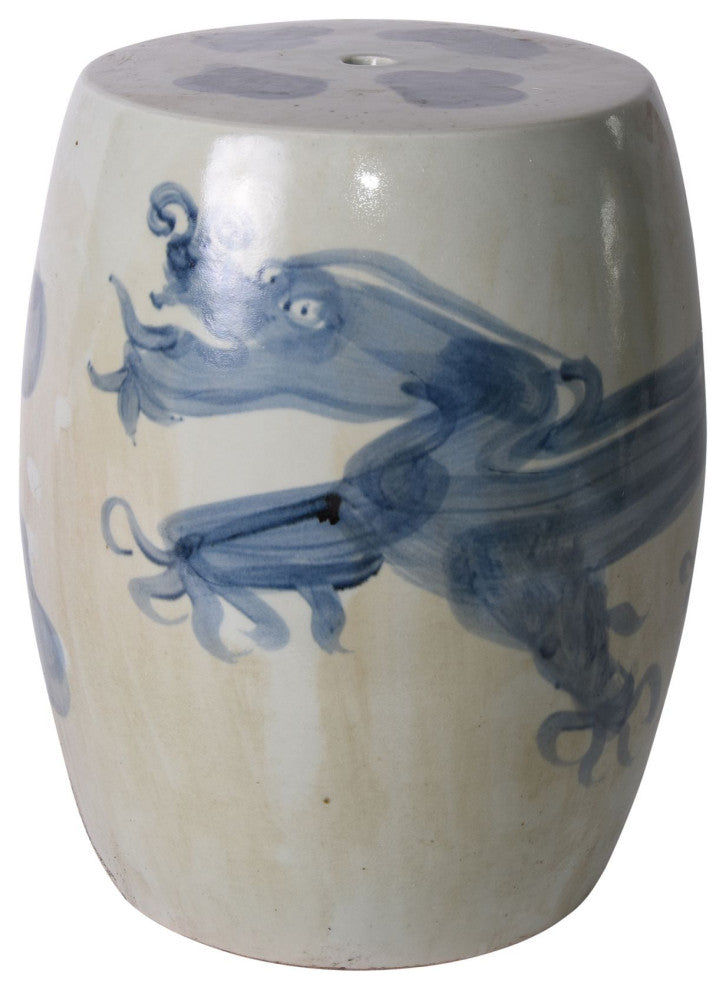 Blue And White Yuan Dragon Garden Stool