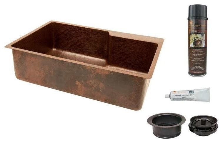 Premier Copper Products KSP3_KSFDB33229 Kitchen Sink and Drain Package
