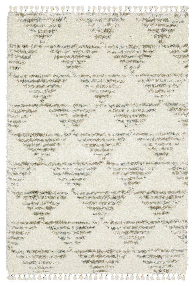 Aurora Geometric Ivory/Multi Indoor Area Rug, Ivory, 6'7" x 9'6"