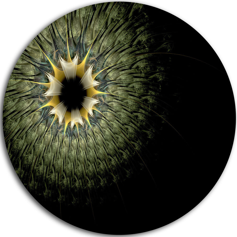Symmetrical Fractal Flower In Light Green, Floral Round Wall Art, 11"