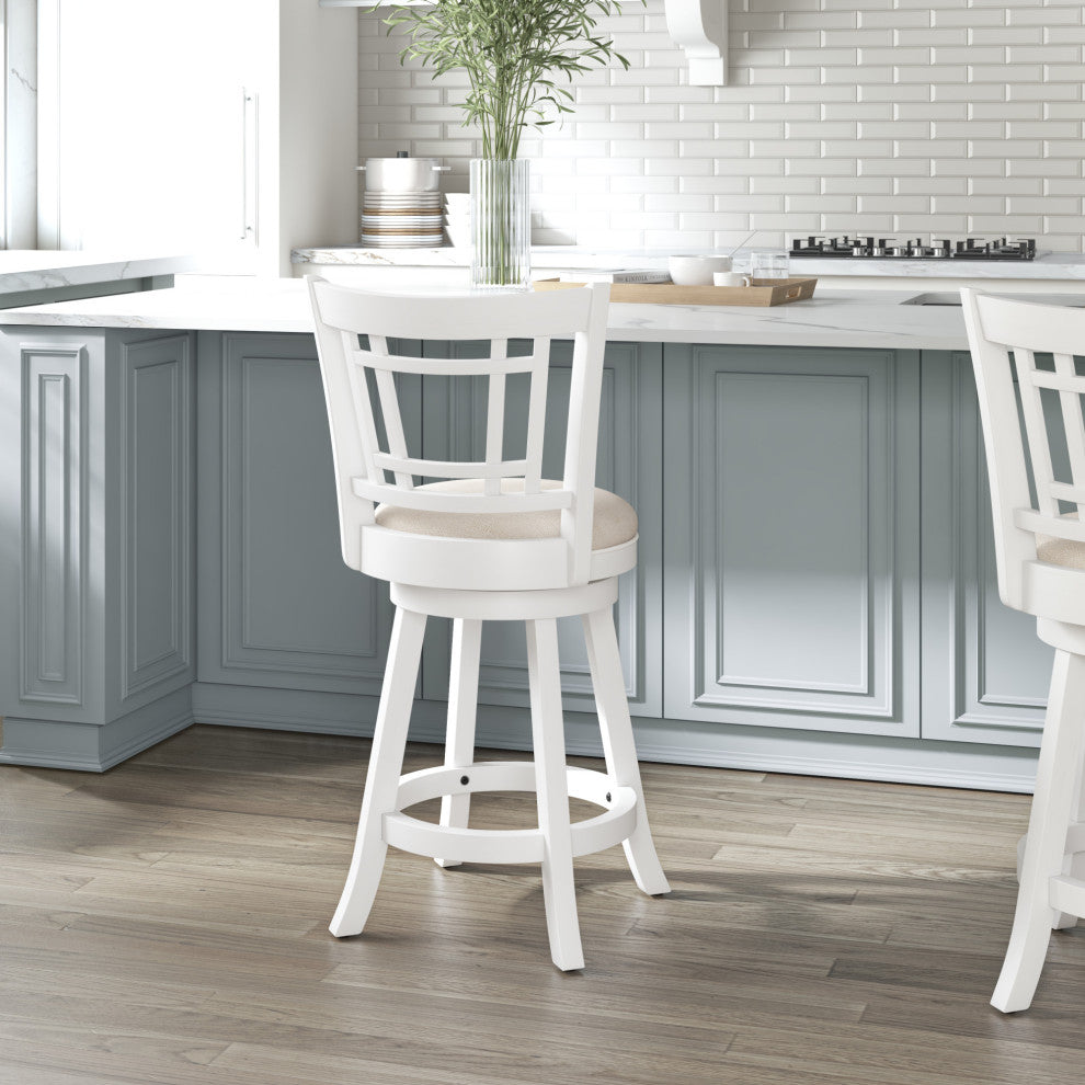 Fairfox Wood Swivel Stool, White, Counter Stool