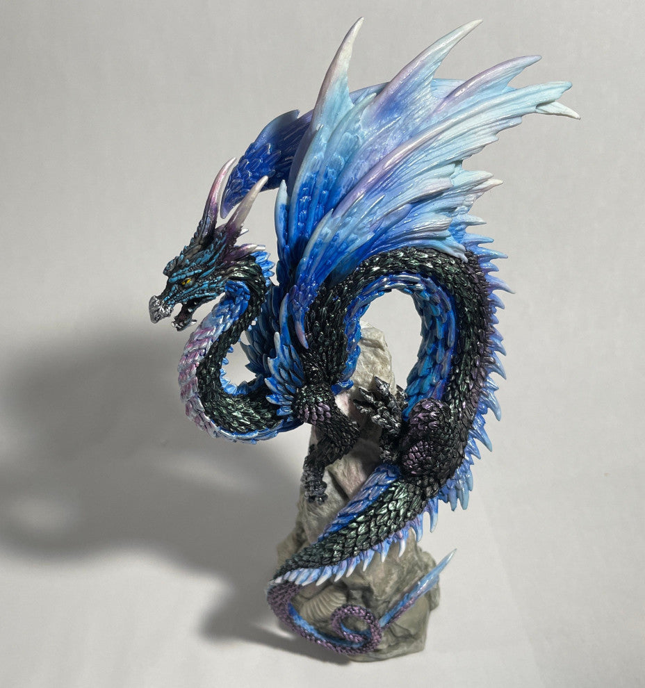 Sapphire Sentinel Dragon Statue Sculpture Figurine Art By Andrew Bill