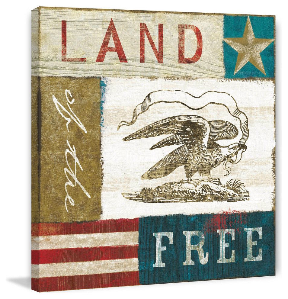 "Eagle I Block Print" Painting Print on Wrapped Canvas