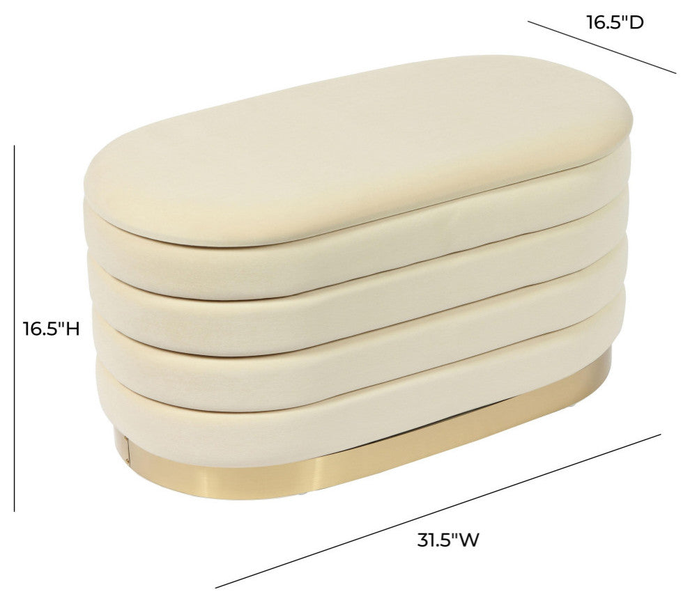 Lillian Cream Velvet Storage Bench
