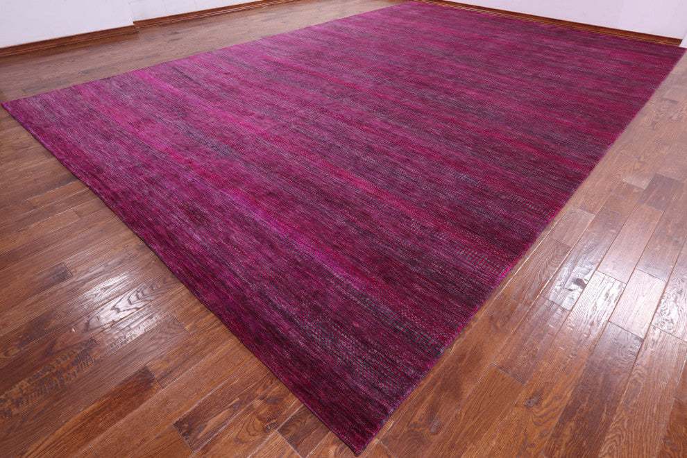 12' 0" X 18' 0" Hand Knotted Wool and Silk Super Savannah Gabbeh Rug Q6108
