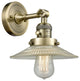 1-Light Halophane 10" Sconce, Antique Brass, Clear Halophane Shade