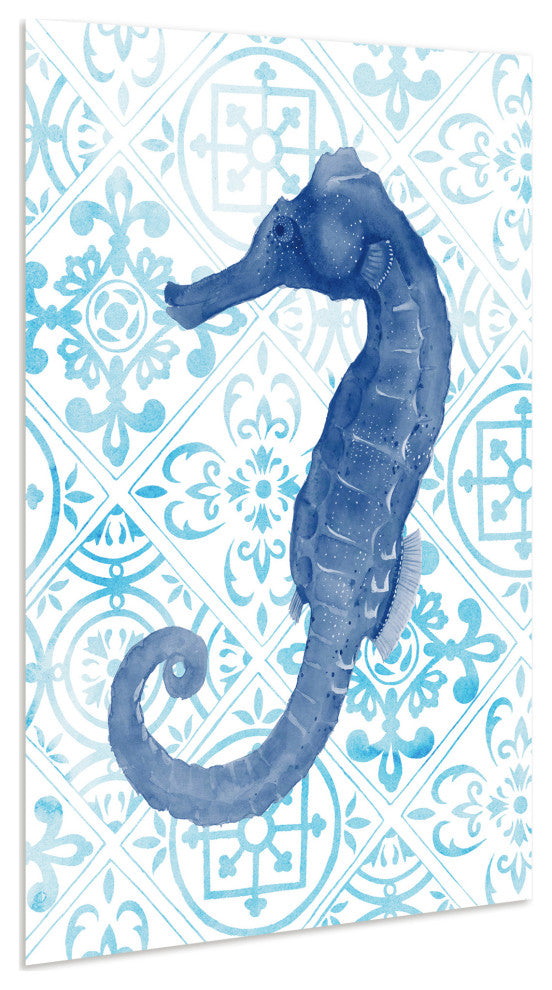 Sea Horse Glass Wall Art Frameless Free Floating Tempered Glass Print Set of 2