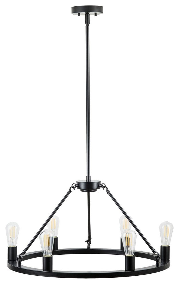 Sonoro Vertical Light Industrial Round Chandelier, Black