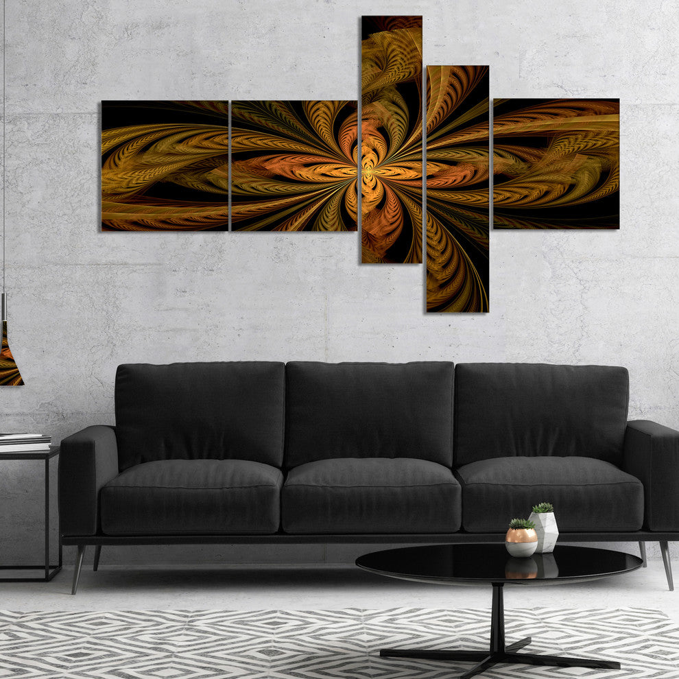 Colorful Fractal Flower Pattern, Contemporary Canvas Print, 60"x32", 5 panels
