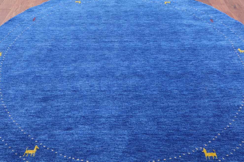 7' Round Handmade Persian Gabbeh Wool Area Rug Q4373