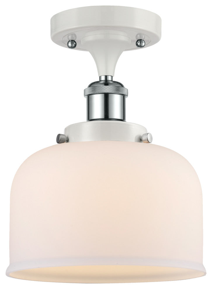 Innovations 916-1C-WPC-G71-LED 1-Light Semi-Flush Mount, White, Polished Chrome