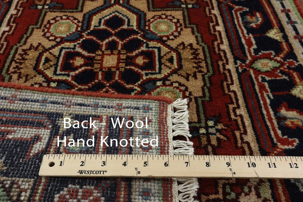 Floral Wool 3'x20' Heriz Serapi Runner Red Hand Knotted Area Rug H9216