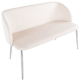 Fran Bench, Chrome Metal, Cream Velvet