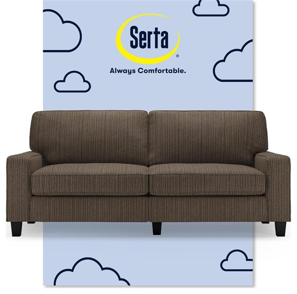 Serta Palisades 78" Track Arm Sofa with Removable Covers Brown