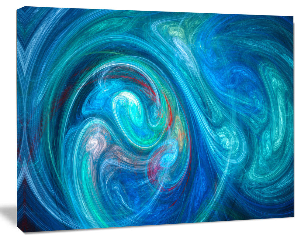Dark Blue Fractal Abstract Texture, Oversized Abstract Canvas Wall Art, 60x40
