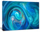 Dark Blue Fractal Abstract Texture, Oversized Abstract Canvas Wall Art, 60x40